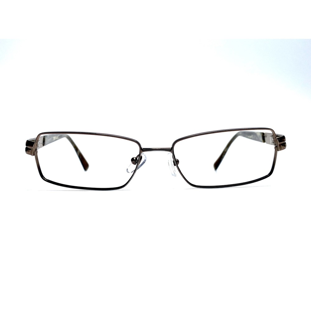 Versace Gold Metal Rectangular Eyeglass Frames Brown Temples 53 17 135 Italy